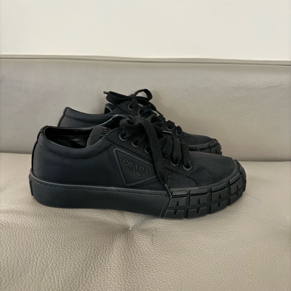 Prada Black Lace-Up Platform Sneakers